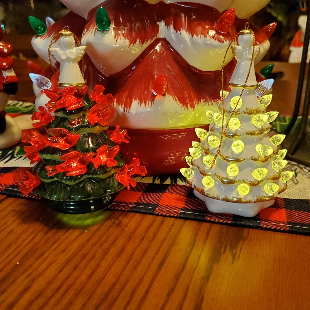 3.5" ceramic trees, ornament size.
